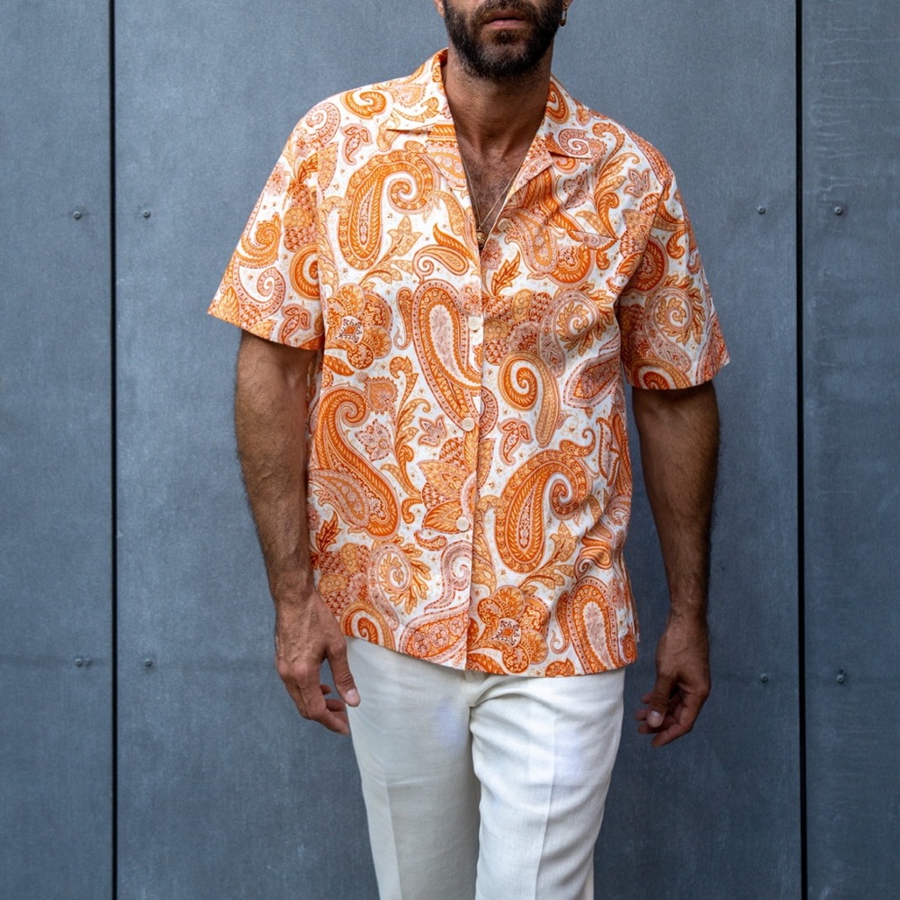 Men's ETRO Orange Paisley Shirt